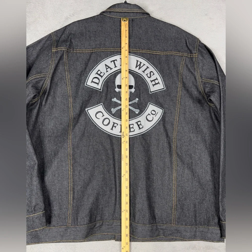 Death Wish Coffee Co. Limited Edition Jean Jacket Men's 2XL Dark Wash Denim‎
